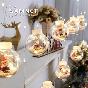 Juldekorationer LED -dekoration Holiday Light With Ing Ball Festoon Curtain String för Home Room ShopWindow Decor Fairy 221124