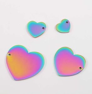 Stal nierdzewna Rainbow Hearts Charms Wysokie polerowane puste pieczęć DIY Charms Cute Bransoletę Urok do biżuterii tworzenia pclot9197680