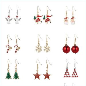 Charm Christmas Crystal örhängen Charm Set Style Stud Snowflake Tree Elk Bell Star Drop Dangle Earring For Girls Women Delive Dhgarden Dhbtl