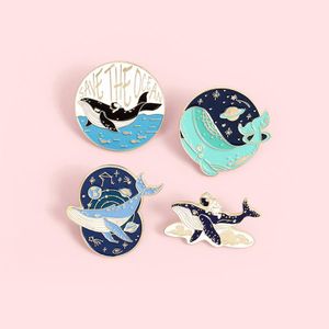 Pins Brooches Big Universe Sea Whale Brooches Pins Cute Enamel Lapel Pin Suit Badge For Women Men Fashion Jewelry Drop Delivery Dhthy