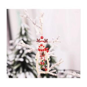 Decorações de Natal Decorações de Natal Feliz ano pendente de madeira Vandle Hollow Hollow Papai Noel Shape Shape Tree Decoratio Dheoi