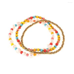 Braccialetti con ciondoli fatti a mano delicati strati multicolori con perline di perle elasticizzate regalo di Natale 2022 gioielli invernali