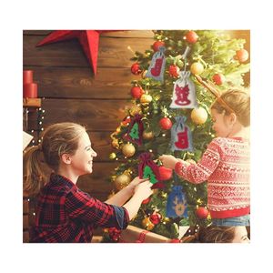 Christmas Decorations Christmas Decorations Tree Pendant Set 24 Countdown Linen Gift Bag Diy Stickers Hanging Decoration With Clips Dhpig