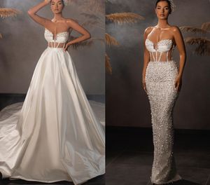 Arabico Dubai Crystal Mermaid perline abito da sposa Sweetheart Exposed Coush Bridal Custom Reed Wi