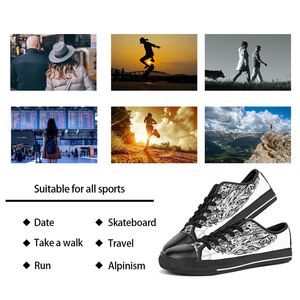 Uomo Donna Scarpe personalizzate fai-da-te Scarpe basse in tela Skateboard Triple nero Personalizzazione Stampa UV Sneakers sportive Kele334