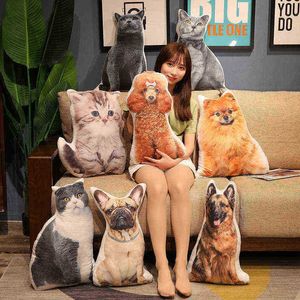 Simulação de 50cm Teddy Dog Bulldog British Shorthair Cat Plush Toys 3D travesseiro de animal estampado Cheio de casa Presentes de aniversário J220729