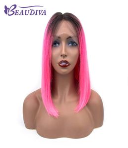 Korte kanten voorkant menselijk haarpruiken bob pruik vol en dikke tb roze Braziliaans Remy Hair 5826523