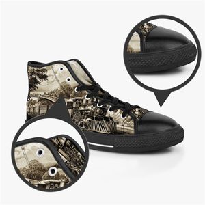 Sapatos personalizados Classic Canvas High Cut Skateboard Triple Black Aceitar Customiza￧￣o Impress￣o UV Low Mens Womens Sports Sneakers Breathable Color 914