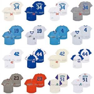 College Baseball Wears Vintage 1981 Fernando Valenzuela Jersey 42 Jackie Robinson 51 Randy Johnson 44 Hank Aaron 23 Kirk Gibson 17 Denny McLain 4 Paul Molitor 19