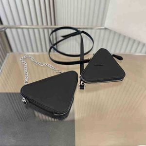 woman Evening Bags Wallets PRAbag triangle Designer Wallet Women 2 in 1 Coin Purse Leather Triangle-shape Chain Crossbody Luxury Coins Lady