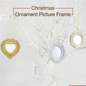 Juldekorationer Juldekorationer Bildram Charm Pendant Po Ornament Small Insert 0,5 tum för Holiday DecorationChr Dhagm