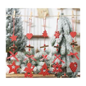 Decorações de Natal Decorações de Natal Árvore de Baubles Pingentes de Madeira Estrelas Decorações da Família Cristmas Droga Droga Home Garden F Dhihg