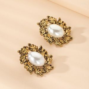 Studörhängen boho metall vintage geometri pärla elegant temperament personlighet mode för kvinnor piercing lyxsmycken