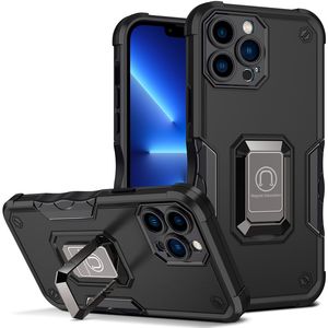 Heavy duty Shockproof Bracket Ring Holder Car Magnetic Armor Case Mobile Accessories Phone Case Back Cover For iPhone 14PLUS 14 Pro Max 11 12 13 X XS XR B202