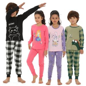 Pijamas Meninos Conjuntos de Pijamas de Algodão Meninas Ternos Outono Inverno Manga Longa Roupas Infantis Pijamas para Crianças 4 6 8 10 12 14 Anos 221125