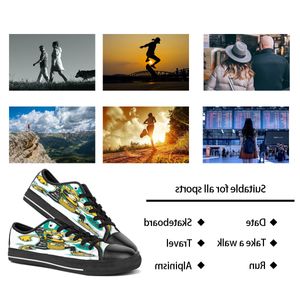 남자 여자 DIY 맞춤 신발 낮은 탑 캔버스 스케이트 보드 스니커 트리플 블랙 커스터마이징 UV 인쇄 스포츠 운동화 Shizi 170-4