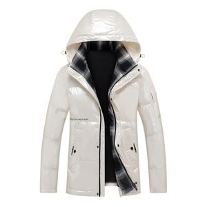 Men's Wool Blends Thick Warm Men's Winter Jacket Solid Color Hooded Parka Outwear Casual Fashion Waterproof Glossy Tops Coat Overcoat Men Clothing 221125