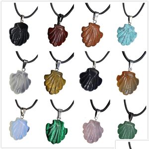 Hänge halsband conch seashell gemstone hänge halsband kammussla havskal sjöjungfru nautisk charm Seasshore Stone Quartz cr dhgarden dha3x