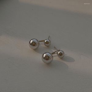 Серьги -грибы минималистские гонконгские стиль пара металлических шариковых ушей с простым атмосферным и универсальным глянцевым