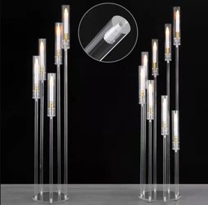 Acrylic Candlesticks Clear Party Decoration Solid Candelabra Home Candle Holder Stand Decor Lot Wedding Centerpiece Event