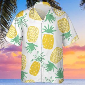 Camicie casual da uomo 2022 3D Frutta Ananas Stampa Uomo Camicia a maniche corte hawaiana Moda colorata Abbigliamento maschile Estate Top larghi