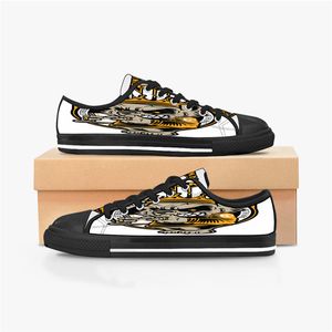 män kvinnor diy anpassade skor låg topp duk skateboard sneakers trippel svart anpassning uv tryck sport sneakers kele327