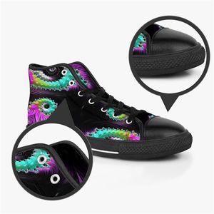 Sapatos personalizados Classic Canvas High Cut Skateboard Triple Black Aceitar Customiza￧￣o Impress￣o UV Low Mens Womens Sports Sneakers Breathable Color 899