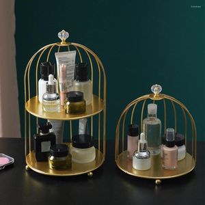 Storage Boxes Shelf Handle Design Display Stand Cage Shape Long-lasting Chic Decorative Makeup Holder