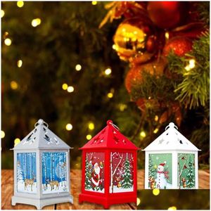 Decorações de Natal Decorações de Natal veado boneco de neve liderado por lanterna pingente de velas de velas casas navidad ano decoringchris dhtkf