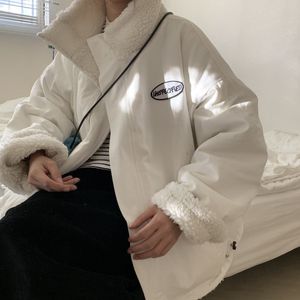 Womens Down Parkas Båda sidor bär vinterlamm Velvet Jacka Kvinnor Retro Hong Kong Style Ins Small Short Cotton Coat Wom 221124