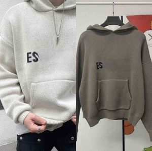 Эсс ess Hoodie Turtleneck Jumpers Loose Свитера повседневные трикотаж. Ленивый стиль для мужчин.