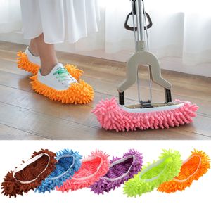 Slippers 2pcs Chenille Mop Dust Removal Foot Socks Cap Multifunctional Floor Cleaning Lazy Shoe Cover Collector 221124