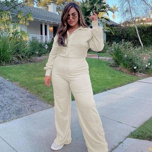 Byxor en bit outfit kvinnor plus storlek jumpsuits loungewear skjorta eleganta damer långärmad jumpsuit grossist droppe