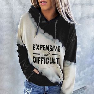 Women's Hoodies Sweatshirts Casual Hooded Expensive and Difficult Tie Dye Print Hoodie Autumn Winter Longsleeved Vintage Street Sweatshirt Pullover 221124