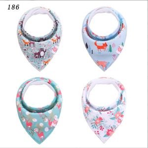 Baby Bibs Burp Cloths INS Toddler Cotton Bandana Printed Infant Saliva Towel Dribble Bibs Pinafore Fashion Newborn Double Layer Triangle Head Scarf 4PCS/Set BC106-1