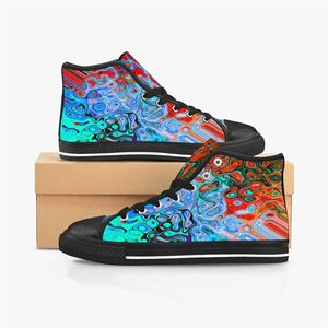 DIY Custom Shoes Classic Canvas Skateboard Casual принять тройной черной настройки UV Print