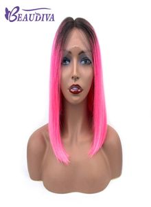 Korte kanten voorkant menselijk haarpruiken bob pruik vol en dikke tb roze Braziliaans Remy Hair 8149599