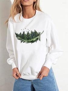 Women's Hoodies Graphic Sweatshirts Clothing Clothes Autumn Spring Print Fashion Feather Trend Cute 90s Women Casual Wear Pullovers