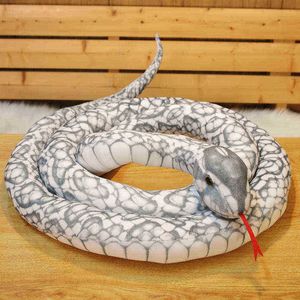 110300 cm Real Life Snake Plush Giant Boa Cobra Long Snake Pchany wąż Plusz czerwony żółty zielony zielony Dekor Dorap J220729