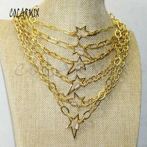 Pendant Necklaces Handmade Jewerly Spiral Star Clasp Necklace Gold Color Jewelry Chain 50585