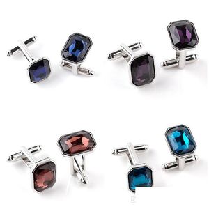Cuff Links Crystal Cufflinks Cuff Links Sleeve Button For Women Men Shirts Dress Suits Cufflink Wedding Jewelry Gift Drop Delivery T Dhcgo