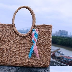 Key Rings Cotton Rope Knit Fish Mermaid Tail Key Rings Handbag Hangs For Women Men Fashion Jewelry Drop Delivery Dhojx