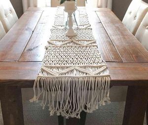 Bohemian Table Runner Ręcznie robione łóżko stołowe Ręcznie tkany makrama biegacz stołowy z Tassels Wedding Party Dekoracja domu 21111