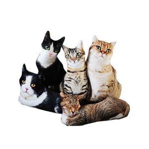 Realistico 50 cm 3D gatto peluche riempito morbido animale bambola simulazione sonno cuscino cuscino del divano cartone animato pop decorazioni per la casa ragazze regalo J220729