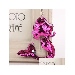 Key Rings Sexy Shiny Sequin Mermaid Keychain Key Rings Handbag Hangs Keyring Animal Fashion Jewelry For Women Girls Drop Delivery Dh10D