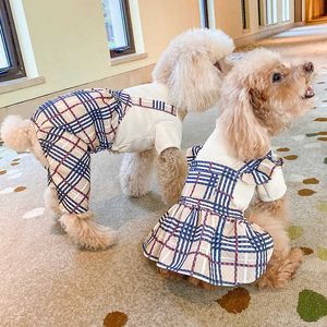 Fashion Dog Luxury Jumpsuits Designer Skirt Dog Apparel Autumn and Winter Plaid Puppy Cat Costume Toffee Couple Princess Dress Pet Clothes