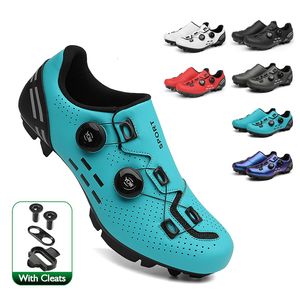 Scarpe eleganti Carbon Cycling Mtb Tacchetti Uomo Flat Speed Road Bike Sneakers Donna Mountain Bicycle SPD Pedali Racing Biking Footwear 221125