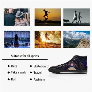 Scarpe personalizzate fai-da-te Classic Canvas Skateboard casual Accetta tripla personalizzazione nera Stampa UV low cut sneakers sportive da uomo da donna taglia impermeabile 38-45 COLOR770
