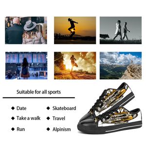 Homens mulheres diy sapatos personalizados baixo superior lona skate triplo preto personalização impressão uv tênis esportivos kele329