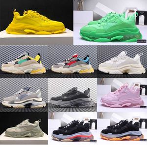 Designer OG Triple S Casual Shoes Men Green Platform Sneaker Crystal Bottom Women Leather Casual Shoes Low Top Laceup With Clear Sole